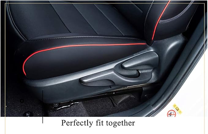EKR Rav4 Seat Covers Custom Fit for Toyota Rav4 2016 2017 2018(Hybrid) LE,SE,XLE,Limited, Leather Car Seat Cover Full Set for SUV,Faux Leather(Black with Red Trim)