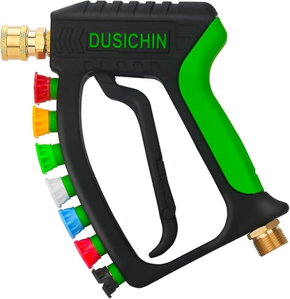 DUSICHIN Foam Cannon Pressure Washer Gun Kit 4000 PSI Double Tip Attachment, Dual-Connector Accessory Soap Cannon,Car Wash Foam Gun Snow Foam Lance 1/4 Inch Quick Connector,7 Sprayer Nozzles DUS2904