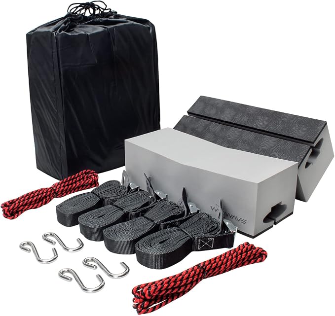 WOOWAVE Deluxe Kayak Carrier Kit Universal Soft Standard Foam Block for Roof Racks Pads Car-Top Replacement with Tie-Downs, 12 inches