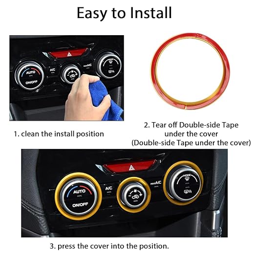 Auovo AC Climate Control Knob Outer Ring Covers Accessories for Subaru Crosstrek 2018-2022 2023 / Impreza 2017-2023 / Forester 2019-2024 Interior Air Condition Switch Control Trim (Gold)