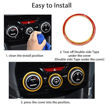 Auovo AC Climate Control Knob Outer Ring Covers Accessories for Subaru Crosstrek 2018-2022 2023 / Impreza 2017-2023 / Forester 2019-2024 Interior Air Condition Switch Control Trim (Gold)
