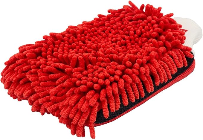 Maxshine Universal Red Chenille Professional Detailing Clay Mitt - Ideal Wash Mitts for Car, SUV, Trucks, Boats, RV Washing - High Efficiency Detailing Wash Mitt - Auto Detailing Accessories