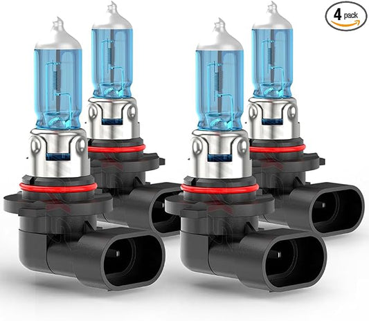 Upgraded Halogen Headlight Bulbs For Nissan Titan 2004-2006 2007 2008 2009 2010 2011 2012 2013 2014 2015, 9005 9006 High Low Beam Headlamp Lights, 6000K White, 300% Brightness,Plug n Play, 4-Pack