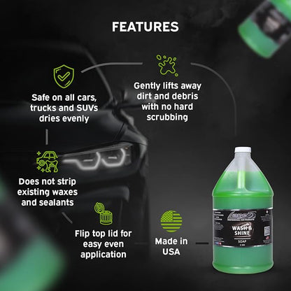 LANE'S Car Soap/Car Wax Soap The Perfect Wax Shampoo for Auto Detailing/Exterior Care Products/High Foaming with Gentle Formula/Concentrated Formula - 1 Gallon