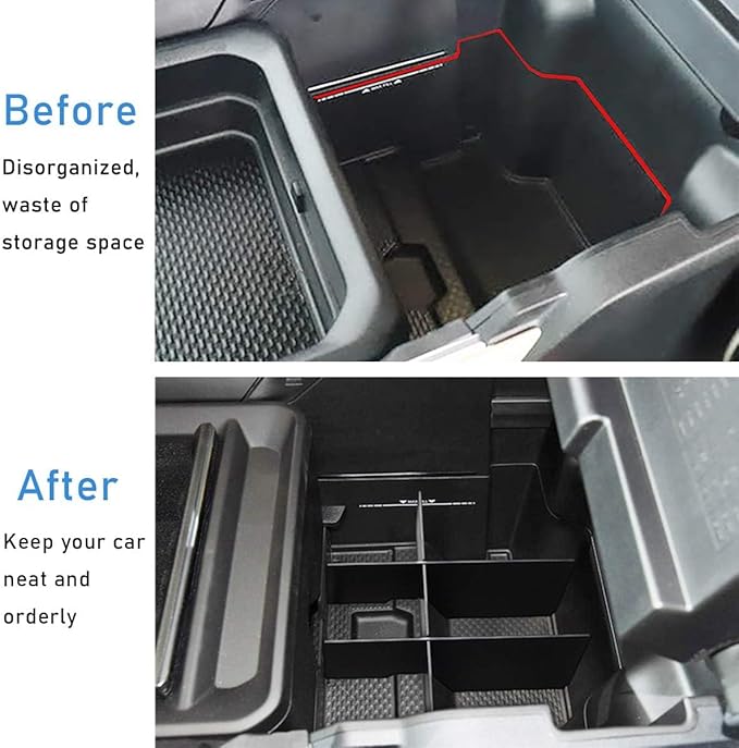 Yumzeco Center Console Organizer Insert Divider for Dodge Ram 1500/2500/3500(2019-2026),Ram Lower Center Console Divider (Front/Rear Lower Insert) (NOT for Classic,Longhorn,Limited TRX Models)