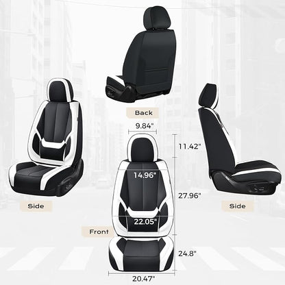Coverado Seat Covers, Car Seat Covers Front Seats, Leather Seat Covers for Cars, Car Seat Protector Waterproof, Black Car Seat Cushion, Front Carseat Cover Universal Fit for Most Cars White