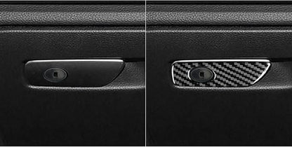 Real Premium Carbon Fiber Sticker Compatible with Audi A3 S3 RS3 8V 2013 2014 2015 2016 2017 2018 2019 Car Glove Box Storage Box Handle Switch Decor Trim Auto Interior Accessories Style A Black