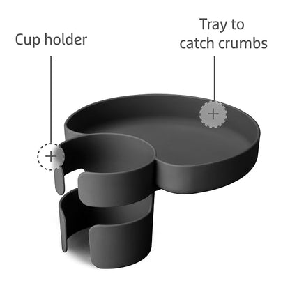 Munchkin® Carseat Tray - Toddler Travel & Road Trip Accessory for Mess-Free Snacking in The Car, Grey (Pack of 2)