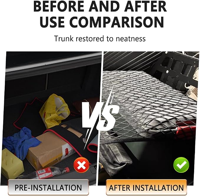 Cargo Net for SUV,Upgraded Highly Elastic Truck Cargo Net with Trunk Net Hooks - Stretch to 62.99"X47.24",Premium Truck Bed Netting for Cargo for Car Organizer and Storage (31.1x22.8)