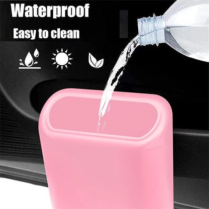 Car Trash Can, Mini Trunk Push Hanging Portable Car Bin with 2 roll Disposable Trash Bag for Vehicle Home, Office. (Car Trash can Pink)