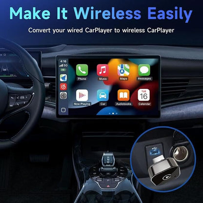 Wireless CarPlay Android Auto 2-in-1 Adapter, Plug & Play Car Dongle Converts Factory Wired to Wireless, Fast Auto Connect, Compact Design, USB A/USB C Compatible(Black)