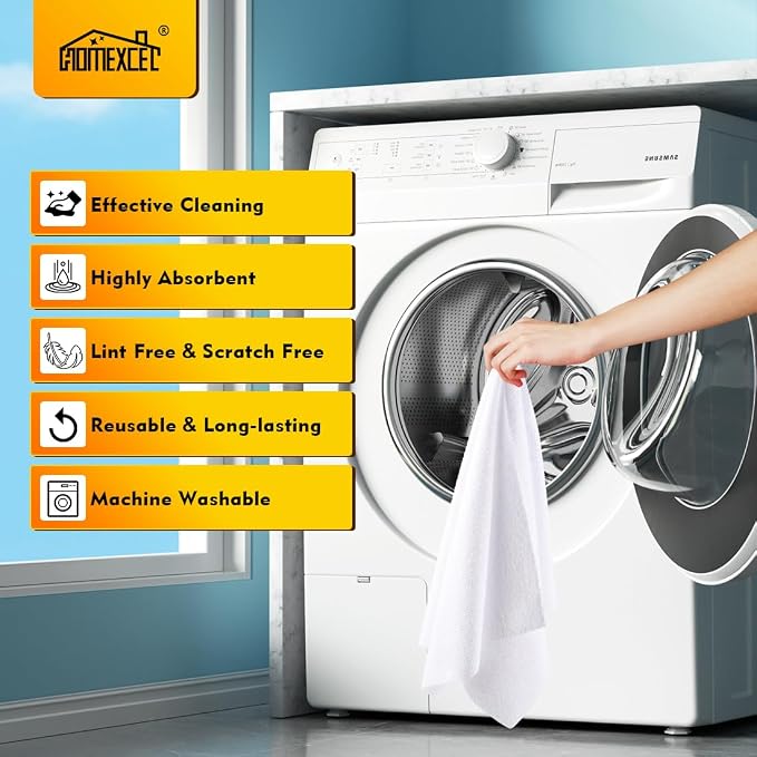 HOMEXCEL White Microfiber Cleaning Cloths 100 Pack, Reusable Cleaning Rags Shop Towels - Bulk Multipurpose Microfiber Towels, Lint Free Cleaning Towels for Car, House & Kitchen, 11.5 x 11.5 inch