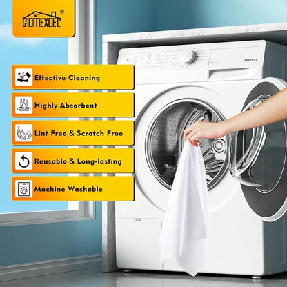 HOMEXCEL White Microfiber Cleaning Cloths 100 Pack, Reusable Cleaning Rags Shop Towels - Bulk Multipurpose Microfiber Towels, Lint Free Cleaning Towels for Car, House & Kitchen, 11.5 x 11.5 inch