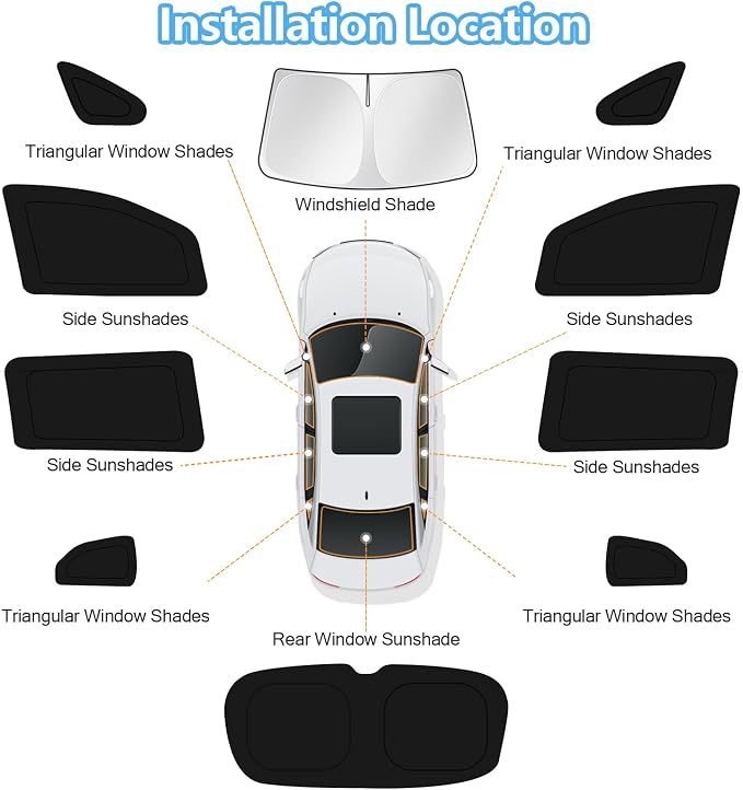 KUST Car Window Shades for Honda Odyssey 2011-2017 Windshield Sun Shade Side Window Cover UV Block Privacy Protection Accessories for Camping Blackout Rear Back Full Set 10PCS