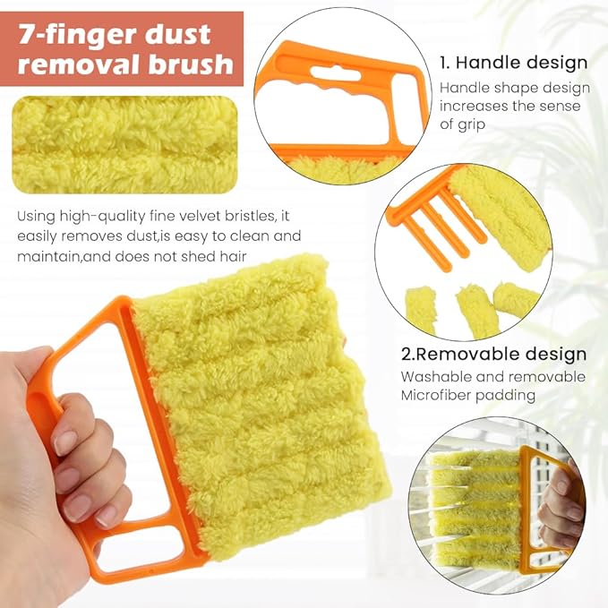 5-Pack Blind Cleaning Kit - Professional Tools for Window Blinds, Air Vents, Tracks & Fans | Extendable Handle with Washable Microfiber Brushes | All-in-One Dust Removal Set