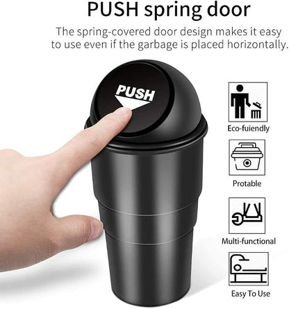 INKULTURE Mini Car Trash Bin Can Holder Dustbin - Black (L 17 x W 6.5 cms) | Pack of 01