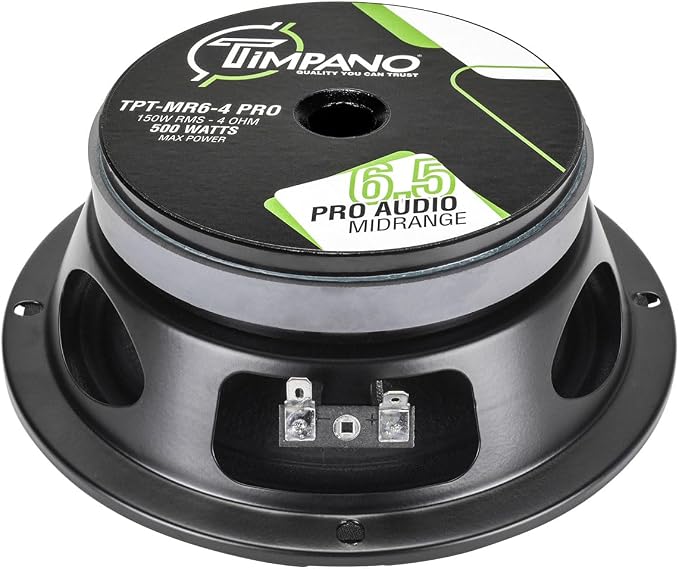 Timpano 6.5 Inch Shallow Midrange Speaker 500 Watts Max Power TPT-MR6-4 PRO, 6.5 Midrange Speakers 4 Ohm Shallow Mount Car Audio Speaker, Pro Audio Loudspeaker Compact for Doors (Single)