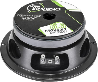 Timpano 6.5 Inch Shallow Midrange Speaker 500 Watts Max Power TPT-MR6-4 PRO, 6.5 Midrange Speakers 4 Ohm Shallow Mount Car Audio Speaker, Pro Audio Loudspeaker Compact for Doors (Single)