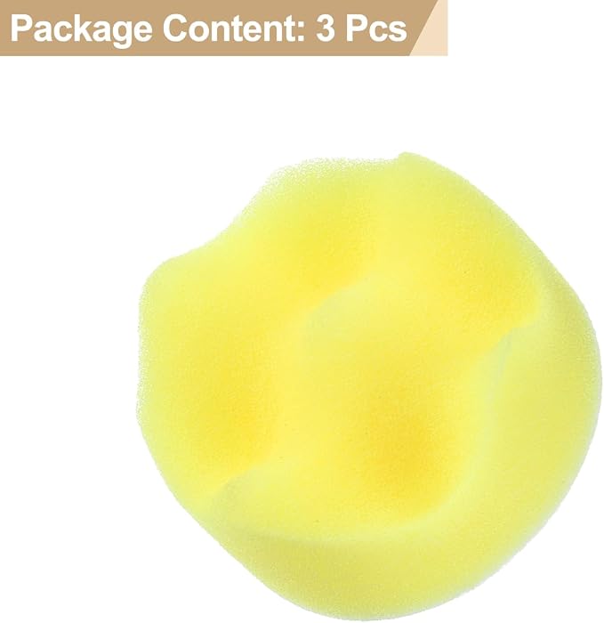HARFINGTON 3pcs Buffing Sponge Pads 2" Polishing Wheel Waffle Finishing Grip Pad Car Buffer Polisher with Hook and Loop Back for Car Detailing Polishing Waxing, Yellow