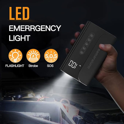 Car Jump Starter with Air Compressor, 1000A 10400mAh Lithium Portable Battery Booster Pack with 150PSI Tire Inflator, Jumper Cables for Up to 12V 6.0L Gas or 3.0L Diesel Engine with USB Quick Charge