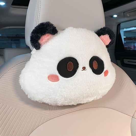 Cartoon Car Seat Cushion Lumbar Support Pillow and Neck Pillow, Cute Car Seat Pillow Headrest Pillow Back Support for Driving Fatigue Relief,for Office Chair Truck SUV (Panda Headrest)
