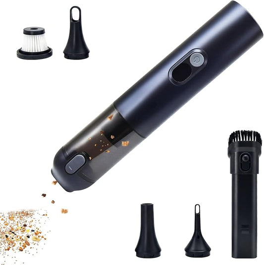 Cordless Car Vacuum Cleaner, 4-in-1 Mini Handheld Vacuum with Blower/Inflator/Deflator, 14kPa Suction, 2 Modes, Type-C Rechargeable for Car, Desk, Keyboard