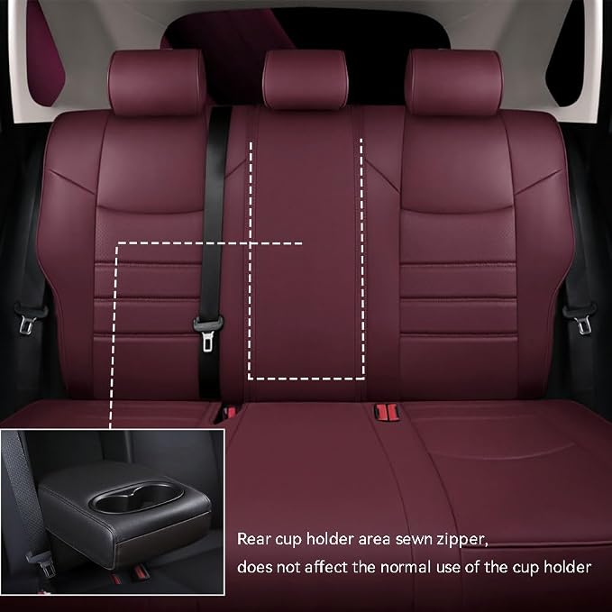 Custom Fit RAV4 Hybrid Car Seat Covers for Select Toyota RAV4 Hybrid (Not for 2019-2025 Hybrid/Prime SE,XSE) 2019 2020 2021 2022 2023 2024 2025 - Full Set,Leather (Burgundy)