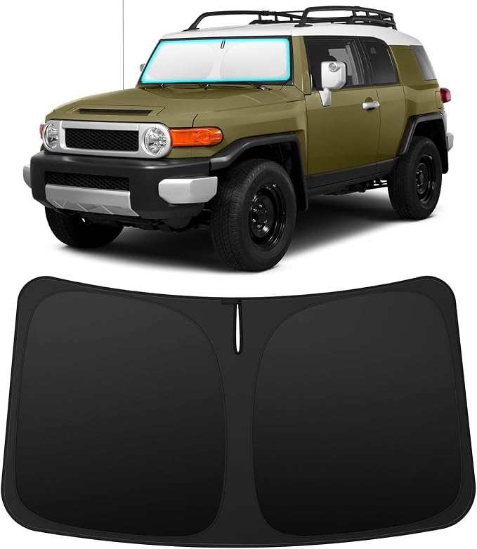 INSAUTO Custom Fit Windshield Sun Shade Accessories for Toyota FJ Cruiser 2007-2014, Foldable Front Window Sunshade, UV & Heat Reflector, Keeps Interior Cool, Includes Storage Bag