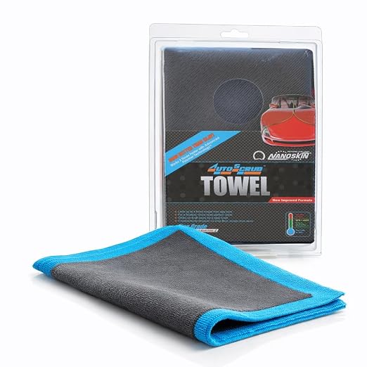 Nanoskin AUTOSCRUB Surface Prep Towel Fine Grade- Patented Clay Bar Replacement Tool to Remove Embedded Contaminants Before Wax & Coating | Safe for Painted Surface, Glass, Plastic, Metal & More, 12" x 12"