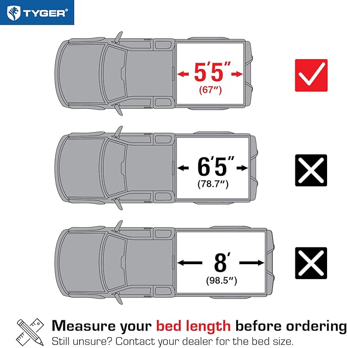 Tyger Auto T3 Soft Tri-fold Truck Bed Tonneau Cover Compatible with 2017-2024 Nissan Titan | 5.5' (67") Bed | TG-BC3N1048