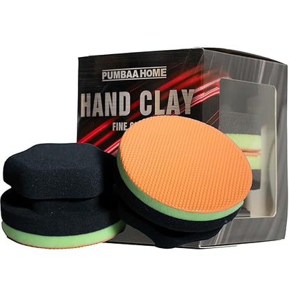 2 Pcs Hand Clay Bar Pad for Car Detailing, Synthetic Decontamination Clay Pad for Cleaning, Removing Paint Contaminant, and Creating a Smooth Surface, Sponge Absorbs Water and Soap