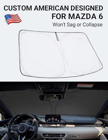Proadsy 2026 Upgrade Front Windshield Sun Shade Foldable Sunshade Protector Custom Fit 2014-2021 Mazda 6 Sedan, Sport, Touring, Grand Touring, Reserve, Signature Accessories