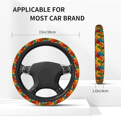 Building Blocks Steering Wheel Covers Non Slip Neoprene Universal 15 Inch Steering Wheel Protector Car Cover for Men Women