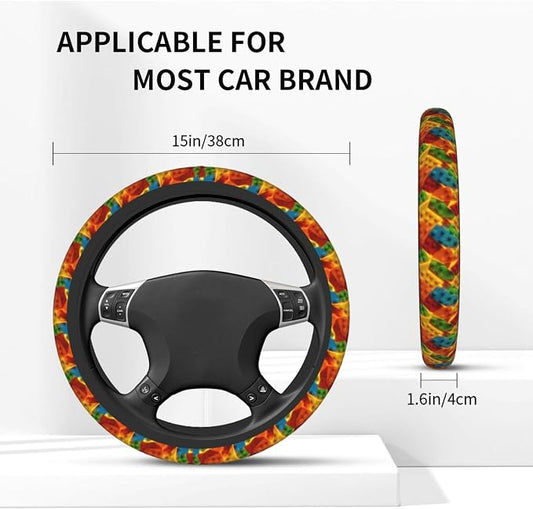 Building Blocks Steering Wheel Covers Non Slip Neoprene Universal 15 Inch Steering Wheel Protector Car Cover for Men Women