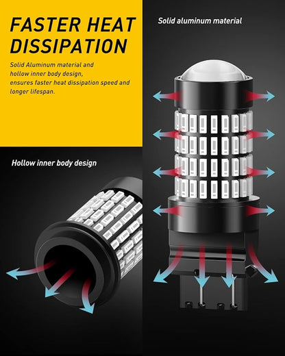 AUXITO Upgraded 3157 LED Bulbs Red, Super Bright 3056 3156 3057 4157 LED Bulbs with Projector for Brake Lights Tail Lights Stop Turn Signal Reverse Back Up Parking Lights, Pack of 2