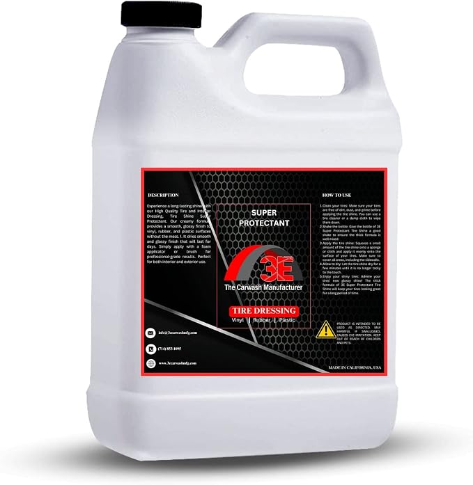 Tire Dressing, High Gloss Professional Tire Shine, Half Gallon, Long Lasting Wet Look, Non-Sling Formula (64 FL OZ (Half Gallon))