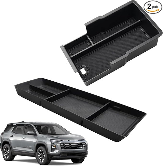 Sunsdrew 2025 Upgraded 2PCS Chevy Equinox Center Console Organizer and Lower Center Console Tray for 2025 2026 Chevrolet Equinox Interior Accessories Anti-Slip
