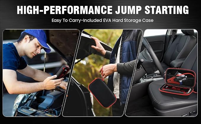 Car Jump Starter 6000A Car Battery Jump Starter Portable,12V Battery Jumper Starter Portable(10.0L Gas/8.0L Diesel),LCD Display Jump Box Jump Starter Battery Pack with Jumper Cables & Flashlight-Red