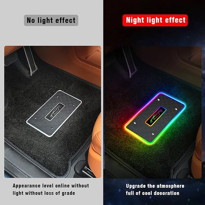 Customizable Car Floor Mats Lights, Customize Personalized Logo Car Floor Mats Light Waterproof RGB LED Neon Lamp App Control Adjustable Flashing Mode Universal Car Interior Foot Mat Decoration Light