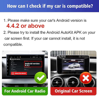 Carlinkit Wireless CarPlay USB Adapter Only Compatible with Android car radios. only for Android Version 4.4.2 or Above. APK Must be Successfully Installed Before use. Model:CPC200-CCPA