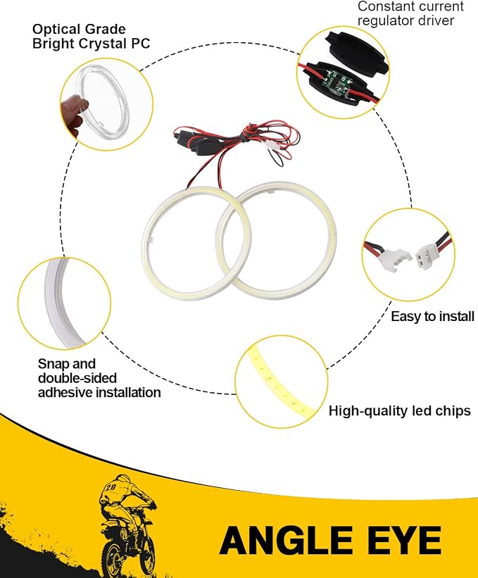 Qasim 1-Pair White 110MM 81SMD COB LED Halo Ring Angel Eyes with lampshade Cover 12V 24V Led DRL Fog Light