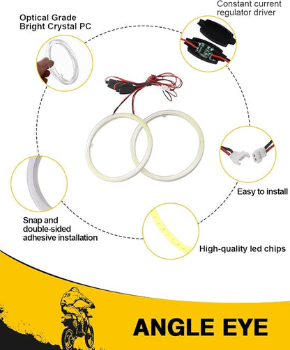 Qasim 1-Pair White 110MM 81SMD COB LED Halo Ring Angel Eyes with lampshade Cover 12V 24V Led DRL Fog Light