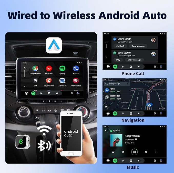 2025 Wireless CarPlay and Android Auto Adapter Converts Wired to Wireless Fast BT5.2 Chipset Compact Dongle for Cars with Factory Wired CarPlay Compatible with Ford Chevy Jeep Toyota Honda