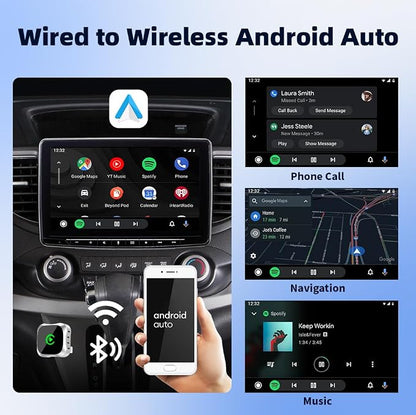 2025 Wireless CarPlay and Android Auto Adapter Converts Wired to Wireless Fast BT5.2 Chipset Compact Dongle for Cars with Factory Wired CarPlay Compatible with Ford Chevy Jeep Toyota Honda