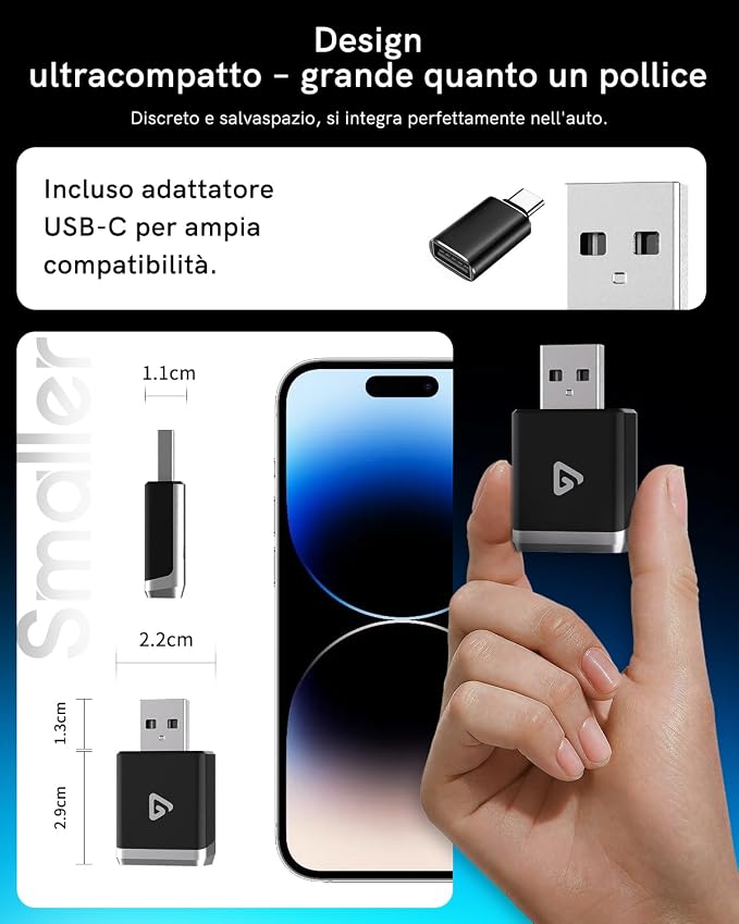 Wireless CarPlay Adapter for iPhone & Android 2026 Upgrade Ultra Mini 2 in1 Wired Android Auto to Wireless, Compact Design Plug & Play Auto Connect Car Play Dongle Fits for OEM Wired CarPlay Cars
