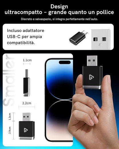 Wireless CarPlay Adapter for iPhone & Android 2026 Upgrade Ultra Mini 2 in1 Wired Android Auto to Wireless, Compact Design Plug & Play Auto Connect Car Play Dongle Fits for OEM Wired CarPlay Cars
