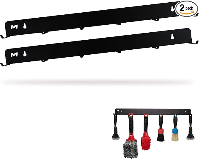 Maxshine Universal Detailing Brush Hanger (2-Pack, Logo) – 6 Organizer Hooks – Lightweight Wall-Mount Design for Auto Detailing Supplies – Ideal for Garage & Mobile, Easy to Install Car Care Organizer