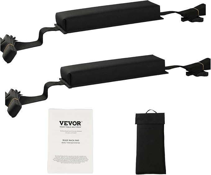 VEVOR Soft Roof Rack Pads, 15.5-Inch Universal Car Roof Rack Pads, 176LBS Loading Capacity Luggage Kayak Carrier with Portable Storage Bag for SUP Canoe Snowboard Paddle Board Surfboard