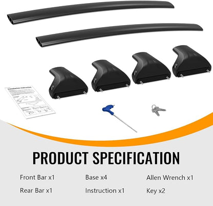 300lbs Roof Rack Cross Bars Compatible with 2021-2026 Jeep Grand Cherokee L 3-Row & 2022-2026 Grand Cherokee WL 2-Row, Aluminum Lockable Roof Rails Crossbar for Rooftop Cargo Kayak Snowboard