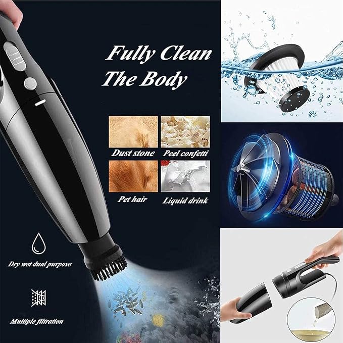 Car Wash Kit with High Power Handheld Vacuum Car Wash Detailing Mop kit | Car Cleaning Kit Detailing Brush Safety Hammer Car Wash Brush Microfiber Gloves Washing Sponge fo Car Washing Kit